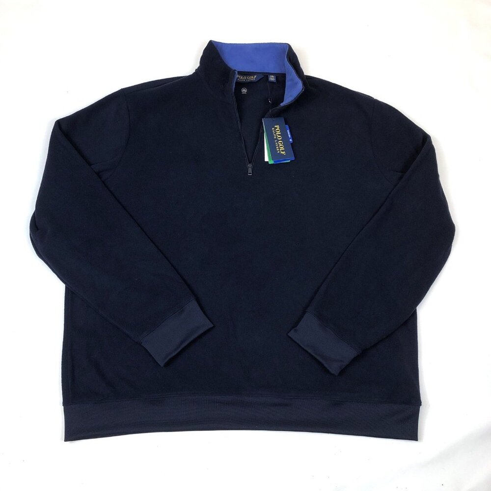 New Ralph Lauren Polo Golf Mens Blue 1/4 Zip Long Sleeve Wicking Fleece 2XL